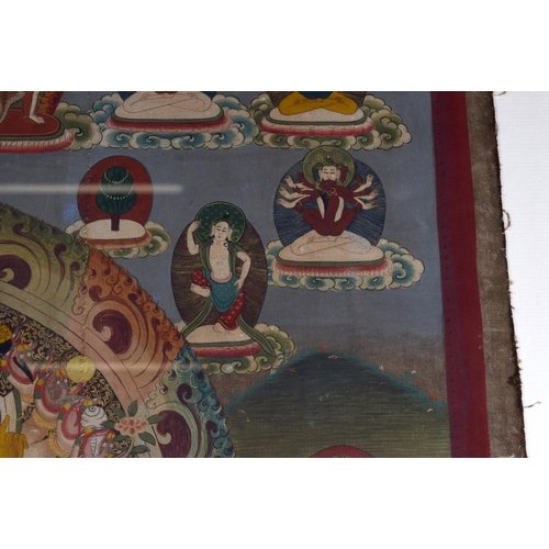 1596 - A 19TH CENTURY SINO TIBETAN PAINTED TANTRIC THANGKA Tempera & Cotton, depicting Yamantaka, Destroyer... 