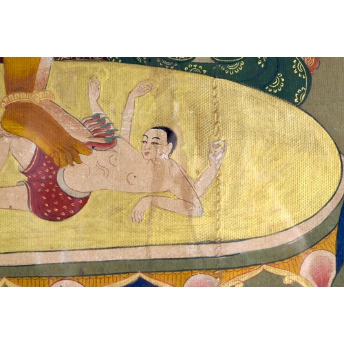 1596 - A 19TH CENTURY SINO TIBETAN PAINTED TANTRIC THANGKA Tempera & Cotton, depicting Yamantaka, Destroyer... 