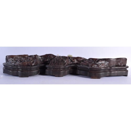 1598 - A RARE EARLY 20TH CENTURY CHINESE CARVED HARDWOOD AND JADE LINGZHI FUNGUS Late Qing/Republic. 64 cm ... 