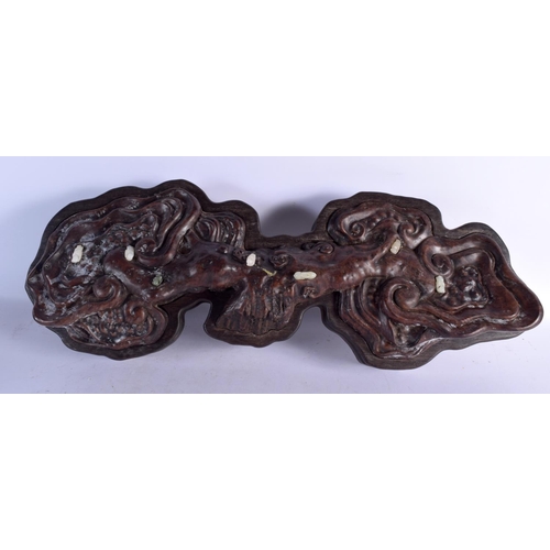 1598 - A RARE EARLY 20TH CENTURY CHINESE CARVED HARDWOOD AND JADE LINGZHI FUNGUS Late Qing/Republic. 64 cm ... 