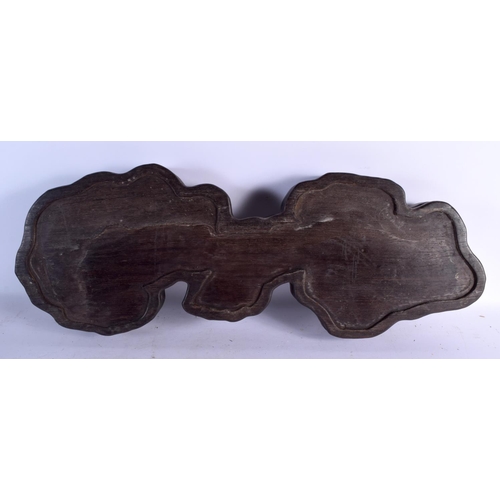 1598 - A RARE EARLY 20TH CENTURY CHINESE CARVED HARDWOOD AND JADE LINGZHI FUNGUS Late Qing/Republic. 64 cm ... 