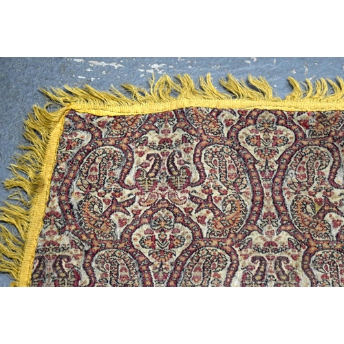 1601 - THREE 19TH CENTURY NORTHERN INDIAN KASHMIR MUGHAL TEXTILES. 118 cm x 76 cm.