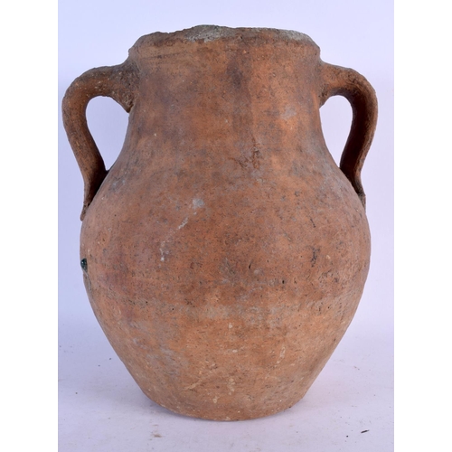 1603 - THREE 11TH/12TH CENTURY MIDDLE EASTERN POTTERY VESSELS. Largest 22 cm x 14 cm. (3)