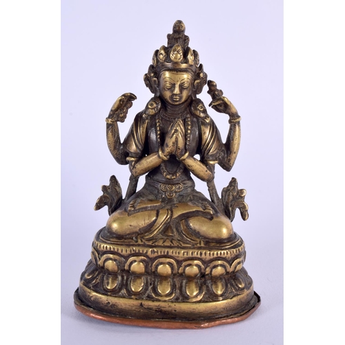 1611 - A RARE 18TH CENTURY CHINESE TIBETAN BRONZE FIGURE OF A BUDDHA Qing, originally with votive plaque in... 