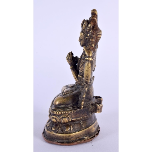 1611 - A RARE 18TH CENTURY CHINESE TIBETAN BRONZE FIGURE OF A BUDDHA Qing, originally with votive plaque in... 