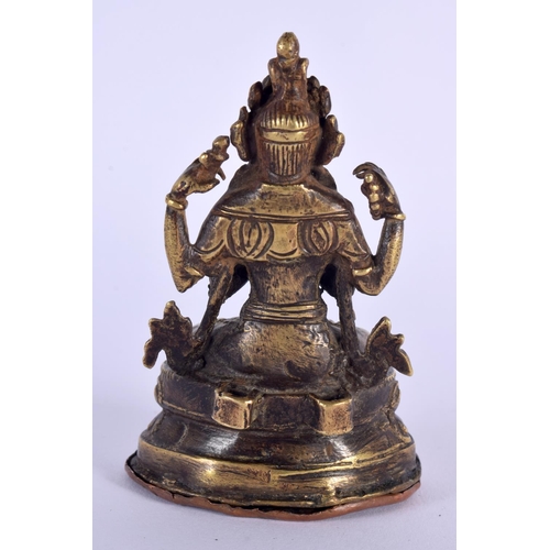 1611 - A RARE 18TH CENTURY CHINESE TIBETAN BRONZE FIGURE OF A BUDDHA Qing, originally with votive plaque in... 