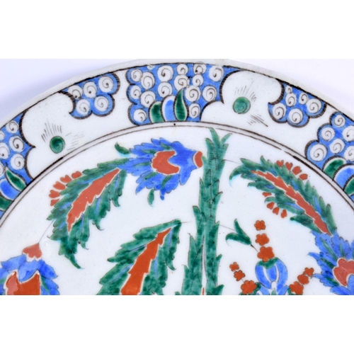 1627 - A LARGE TURKISH FAIENCE MIDDLE EASTERN OTTOMAN DISH. 31 cm wide.