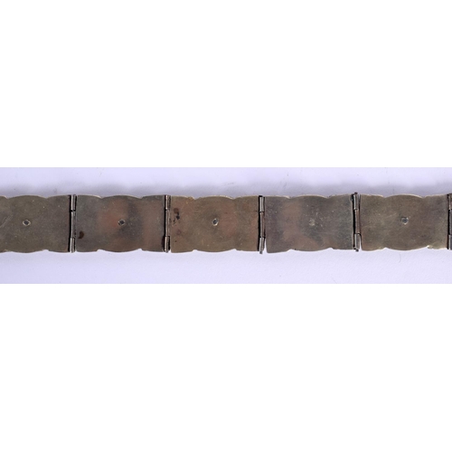 1643 - AN UNUSUAL 19TH CENTURY RUSSIAN ARMENIAN WHITE METAL NIELLO BELT decorated with scenes and foliage. ... 