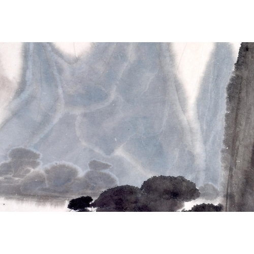 1649 - Sun Xiao Xiang (20th Century) Watercolour, Boats in a landscape. 75 cm x 52 cm.