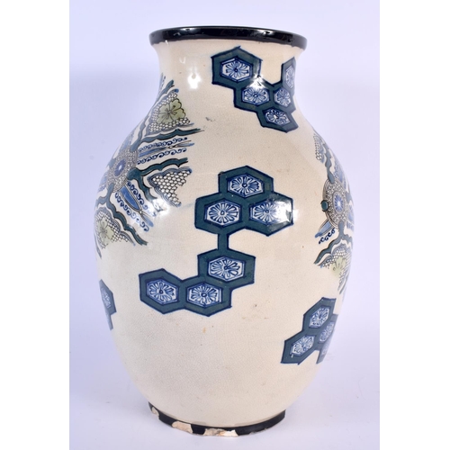 1652 - AN UNUSUAL 19TH CENTURY JAPANESE MEIJI PERIOD SATSUMA VASE enamelled with flowers and motifs. 30 cm ... 