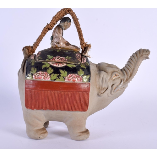 1654 - A 19TH CENTURY JAPANESE MEIJI PERIOD POTTERY ELEPHANT TEAPOT AND COVER together with a late Qing Chi... 