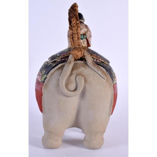 1654 - A 19TH CENTURY JAPANESE MEIJI PERIOD POTTERY ELEPHANT TEAPOT AND COVER together with a late Qing Chi... 