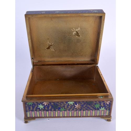 1668 - A FINE EARLY 20TH CENTURY JAPANESE MEIJI PERIOD CLOISONNE ENAMEL CASKET decorated all over with bird... 