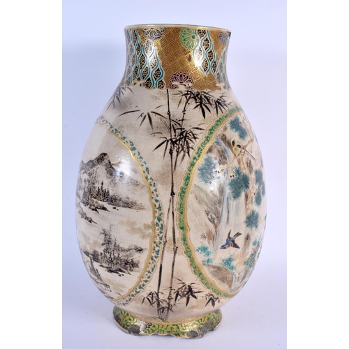 1674 - A LARGE 19TH CENTURY JAPANESE MEIJI PERIOD SATSUMA VASE painted with figures in landscapes. 38 cm x ... 