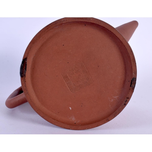 1679 - A CHINESE QING DYNASTY YIXING POTTERY TEAPOT AND COVER decorated all over with calligraphy. 15 cm wi... 