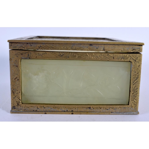 1680 - AN EARLY 20TH CENTURY CHINESE JADE AND BRONZE CASKET Late Qing/Republic. 11 cm x 9 cm.