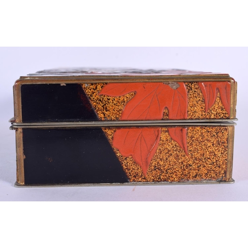 1688 - A FINE 19TH CENTURY JAPANESE MEIJI PERIOD LACQUERED HARDWOOD BOX decorated with foliage. 17 cm x 8 c... 