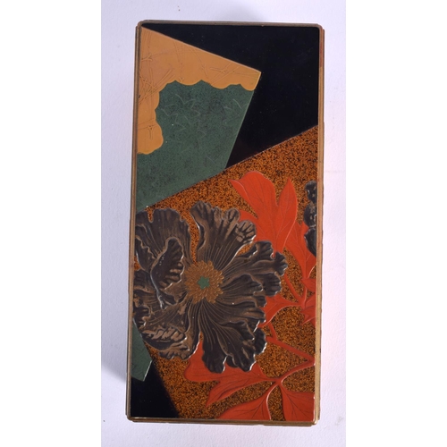 1688 - A FINE 19TH CENTURY JAPANESE MEIJI PERIOD LACQUERED HARDWOOD BOX decorated with foliage. 17 cm x 8 c... 