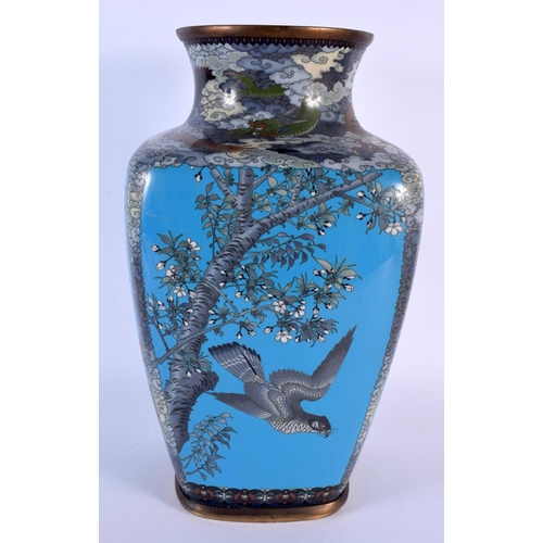 1698 - A RARE LARGE 19TH CENTURY JAPANESE MEIJI PERIOD CLOISONNE ENAMEL VASE decorated all over with dragon... 