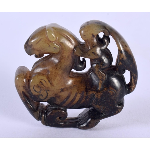 1707 - A CHINESE CARVED MUTTON JADE ROUNDEL 20th Century. 33.2 grams. 4.75 cm x 1.5 cm.