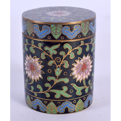 1709 - A CHINESE REPUBLICAN PERIOD CLOISONNE ENAMEL JAR AND COVER decorated with flowers. 5.5 cm x 4.5 cm.