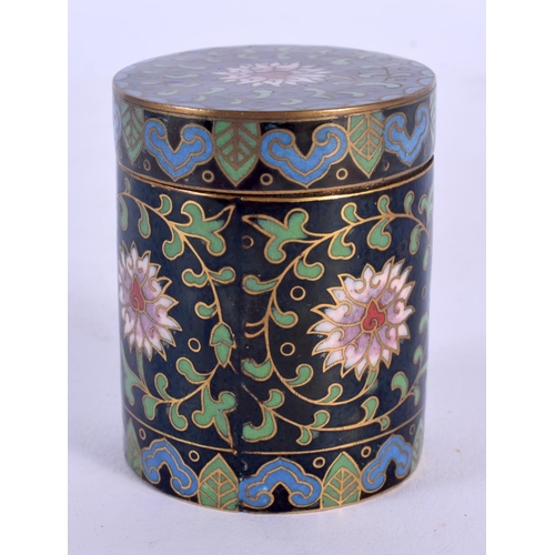 1709 - A CHINESE REPUBLICAN PERIOD CLOISONNE ENAMEL JAR AND COVER decorated with flowers. 5.5 cm x 4.5 cm.