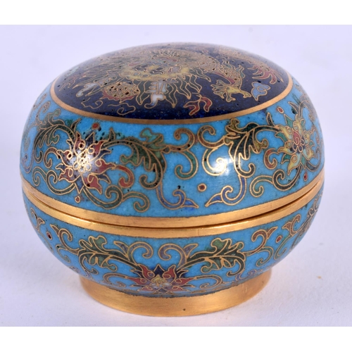 1712 - A FINE 19TH CENTURY CHINESE CLOISONNE ENAMEL BOX AND COVER bearing Qianlong marks to base. 125 grams... 