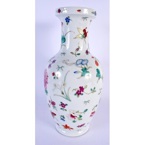 1739 - A CHINESE REPUBLICAN PERIOD FAMILLE ROSE PORCELAIN VASE painted with flowers. 30 cm high.