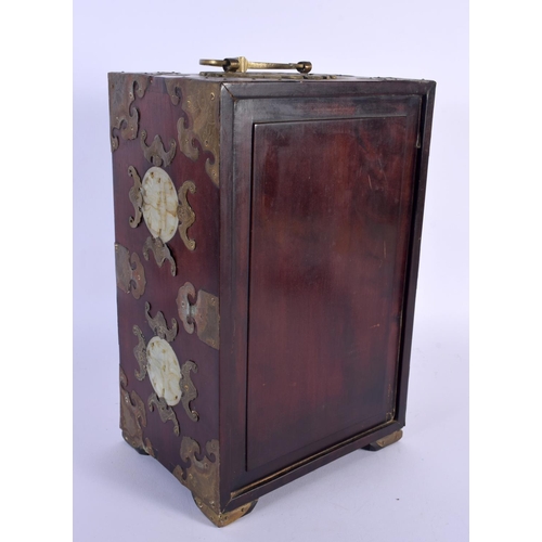 1743 - A LARGE EARLY 20TH CENTURY CHINESE HARDWOOD AND JADE CABINET Late Qing/Republic. 32 cm x 18 cm.