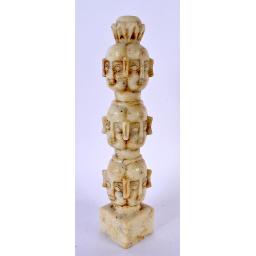 1748 - AN EARLY 20TH CENTURY CHINESE CARVED HARDSTONE TOTEM POLE SEAL Late Qing/Republic. 26 cm high.