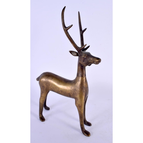 1749 - A CHINESE QING DYNASTY BRONZE FIGURE OF A DEER Ming style. 23 cm x 12 cm.