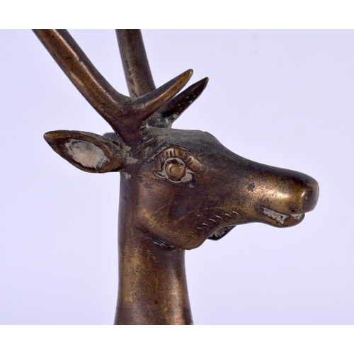 1749 - A CHINESE QING DYNASTY BRONZE FIGURE OF A DEER Ming style. 23 cm x 12 cm.