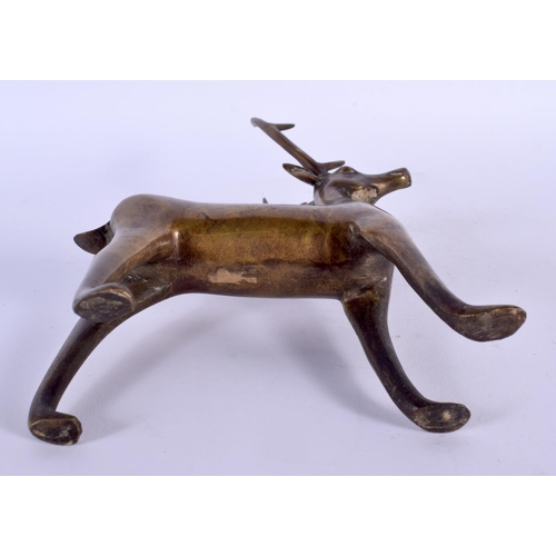 1749 - A CHINESE QING DYNASTY BRONZE FIGURE OF A DEER Ming style. 23 cm x 12 cm.