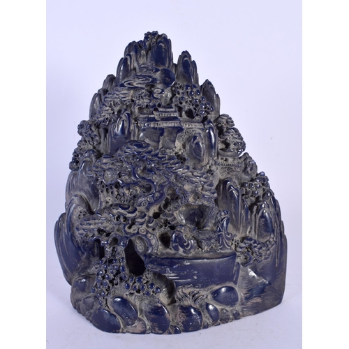 1752 - A CHINESE CARVED LAPIS LAZULI TYPE MOUNTAIN BOULDER 20th Century. 21 cm x 14 cm.