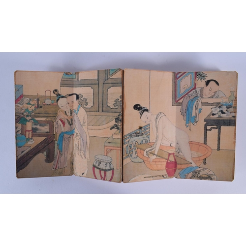 1764 - A CHINESE EROTIC FOLDING BOOKLET 20th Century. 85 cm x 18 cm.