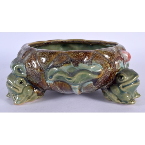 1765 - A CHINESE REPUBLICAN PERIOD LOTUS FORM TOAD CENSER. 20 cm wide.