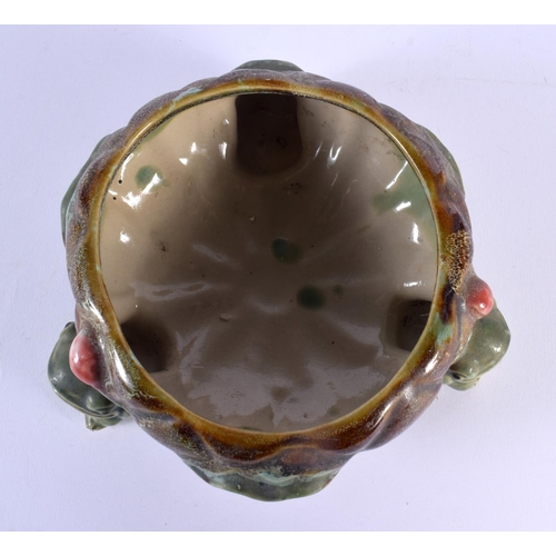 1765 - A CHINESE REPUBLICAN PERIOD LOTUS FORM TOAD CENSER. 20 cm wide.