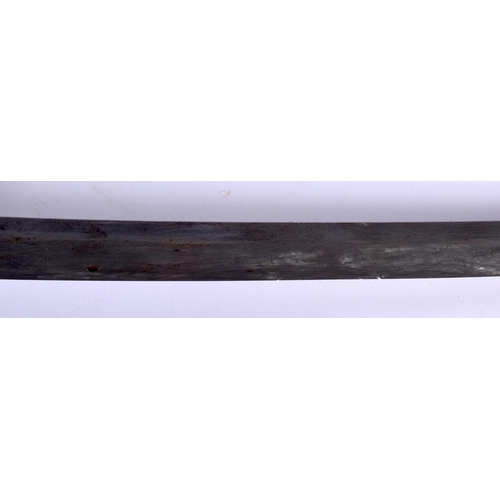 1767 - A 19TH CENTURY JAPANESE MEIJI PERIOD IRON AND SHAGREEN HANDLED SAMURAI SWORD. 71 cm long.