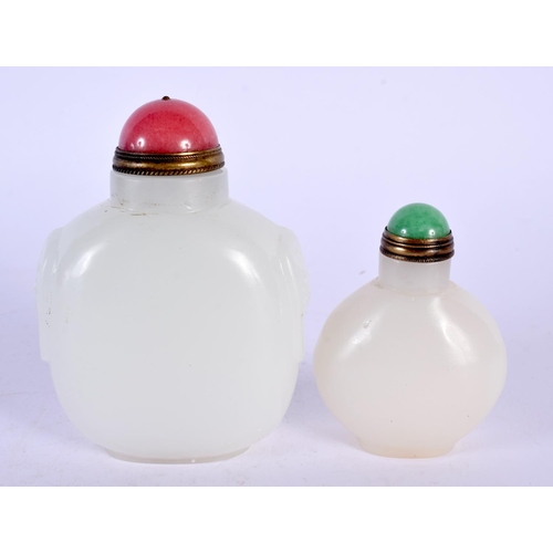 1777 - A SMALL EARLY 20TH CENTURY CHINESE CARVED WHITE JADE SNUFF BOTTLE Late Qing/Republic, together with ... 