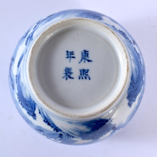 1779 - AN UNUSUAL 19TH CENTURY CHINESE BLUE AND WHITE PORCELAIN BRUSH WASHER bearing Kangxi marks to base. ... 