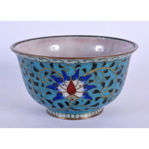 1781 - A RARE 19TH CENTURY CHINESE CLOISONNE ENAMEL TEABOWL Ming style, with unusual Cantonese enamelled bo... 