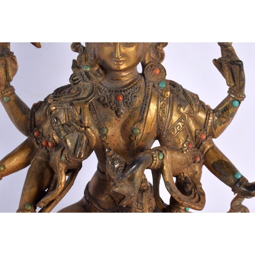 1782 - A CHINESE SINO TIBETAN JEWELLED BRONZE FIGURE OF A BUDDHA 20th Century. 22 cm x 15 cm.