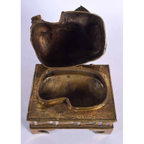 1784 - A VERY RARE 19TH CENTURY CHINESE TURQUOISE AND BRONZE CENSER AND COVER formed as a seated male. 25 c... 