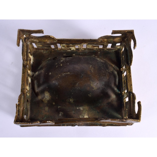 1784 - A VERY RARE 19TH CENTURY CHINESE TURQUOISE AND BRONZE CENSER AND COVER formed as a seated male. 25 c... 