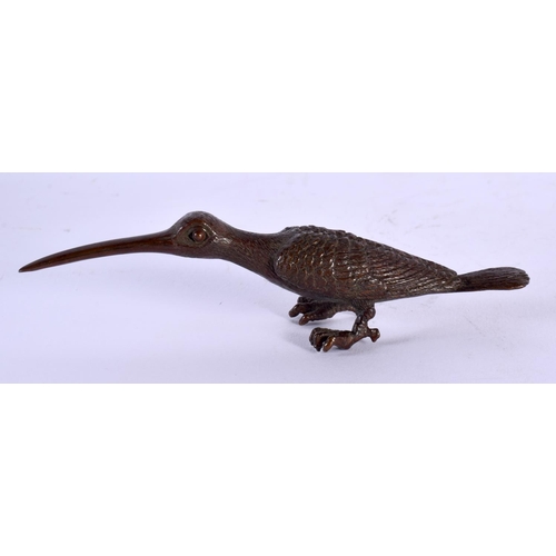 1821 - A JAPANESE BRONZE LONG BEAK BIRD. 127 grams. 10.5 cm x 5.5 cm