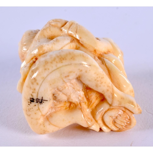 1846 - A JAPANESE CARVED EROTIC BONE NETSUKE. 32 grams. 4 cm x 3.5 cm.