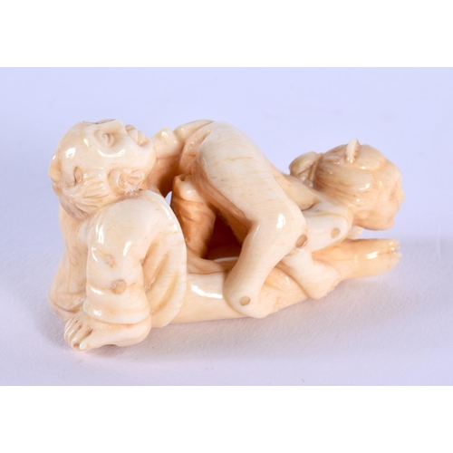 1854 - A JAPANESE CARVED BONE NETSUKE. 36 grams. 5.5 cm x 3 cm.