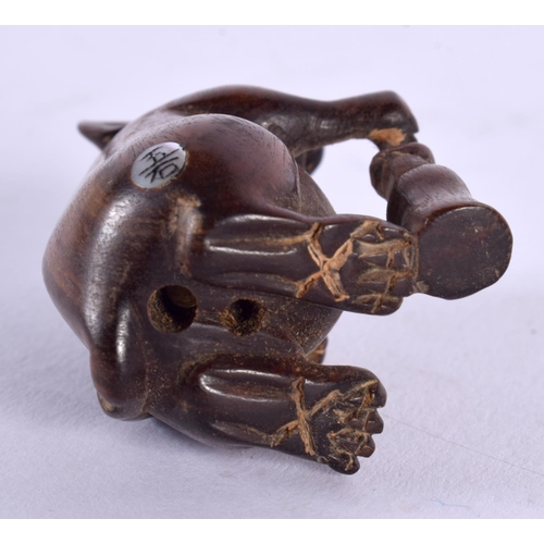 1861 - A JAPANESE CARVED BOXWOOD RABBIT NETSUKE. 21 grams. 4.5 cm x 3.5 cm.