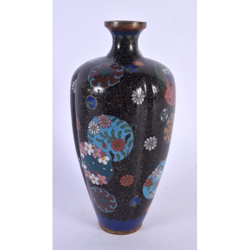 1894 - A 19TH CENTURY JAPANESE MEIJI PERIOD CLOISONNE ENAMEL VASE decorated with flowers and roundels. 16 c... 