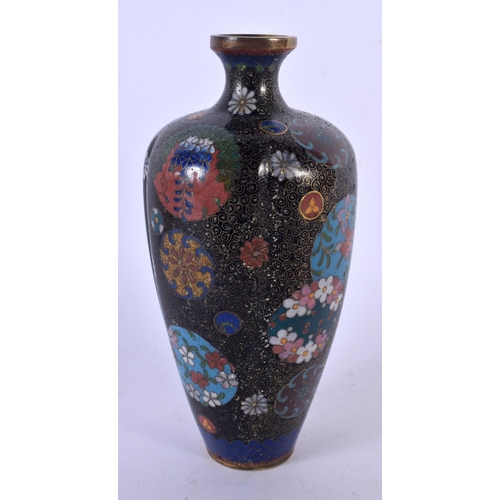 1894 - A 19TH CENTURY JAPANESE MEIJI PERIOD CLOISONNE ENAMEL VASE decorated with flowers and roundels. 16 c... 